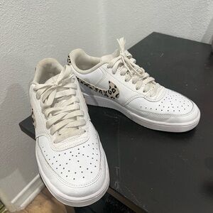 Nike White and Leopard Print Sneakers
